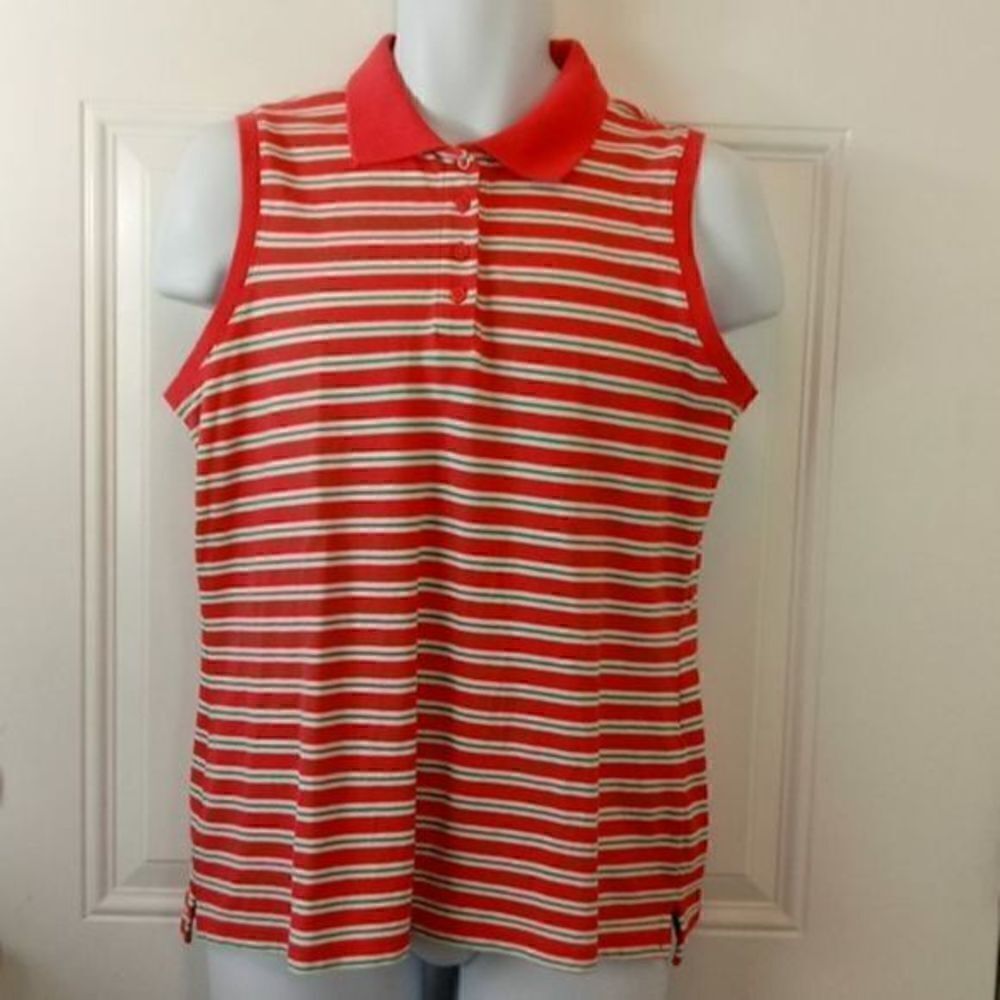(3/$20) Cherokee fuchsia striped sleeveless blouse